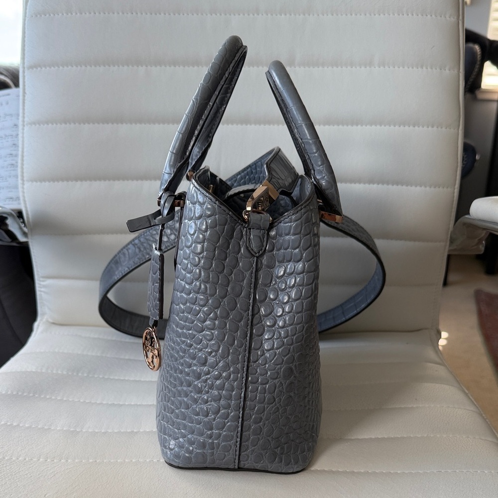 Tory Burch Gray Crocodile Embossed Satchel - Picture 3 of 8